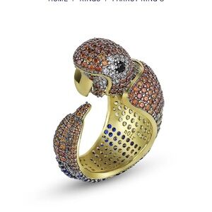 nOir Jewelry Parrot Ring in Gold, Orange, and Silver NWT